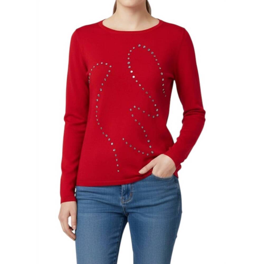 NEW MARBLE rhinestone holiday sweater in red